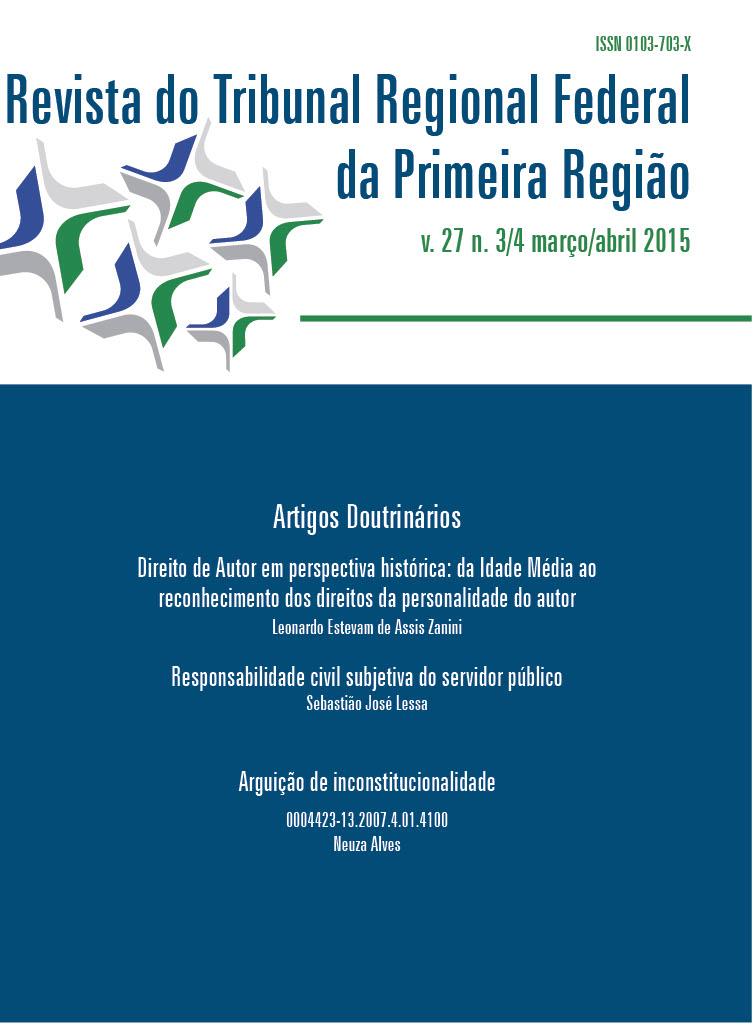 					Visualizar v. 27 n. 3/4 (2015): Revista do Tribunal Regional Federal da 1ª Região
				
