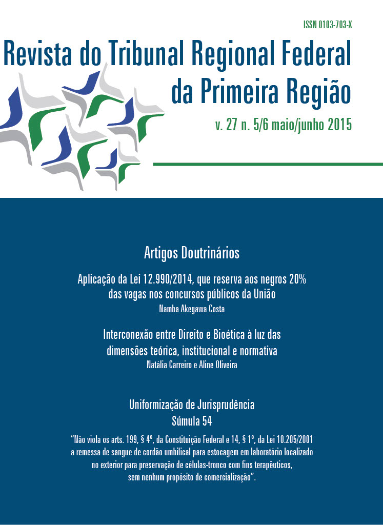 					Visualizar v. 27 n. 5/6 (2015): Revista do Tribunal Regional Federal da 1ª Região
				