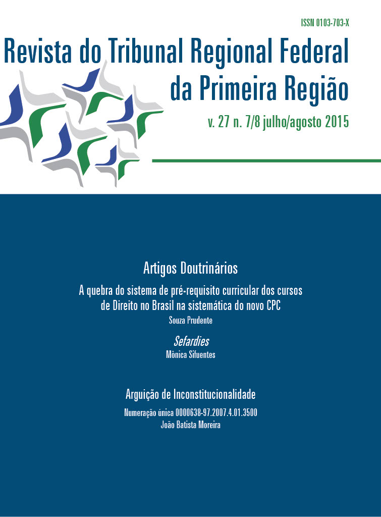 					Visualizar v. 27 n. 7/8 (2015): Revista do Tribunal Regional Federal da 1ª Região
				