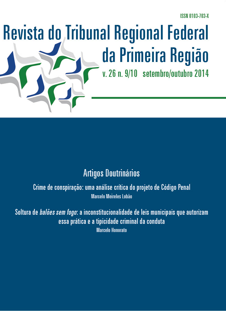 					View Vol. 26 No. 9/10 (2014): Revista do Tribunal Regional Federal da 1ª Região
				