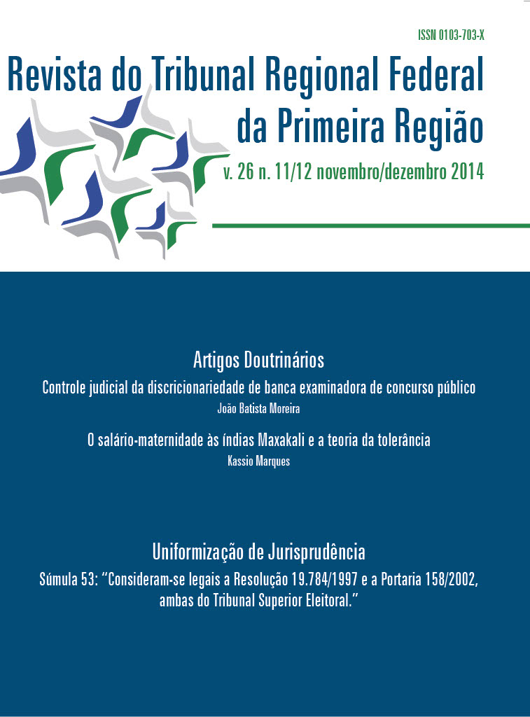 					View Vol. 26 No. 11/12 (2014): Revista do Tribunal Regional Federal da 1ª Região
				