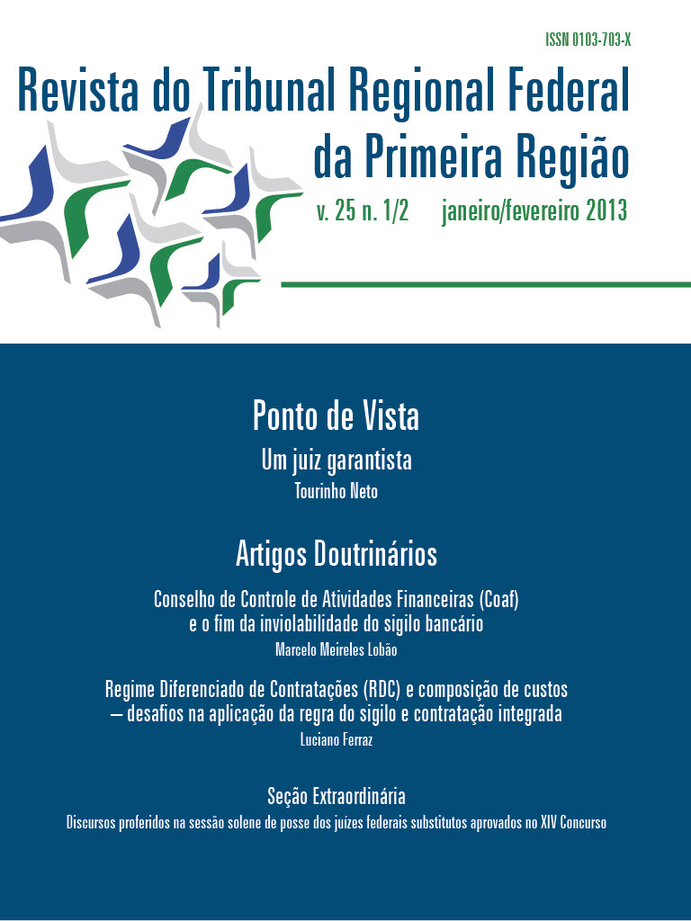 					View Vol. 25 No. 1/2 (2013): Revista do Tribunal Regional Federal da 1ª Região
				