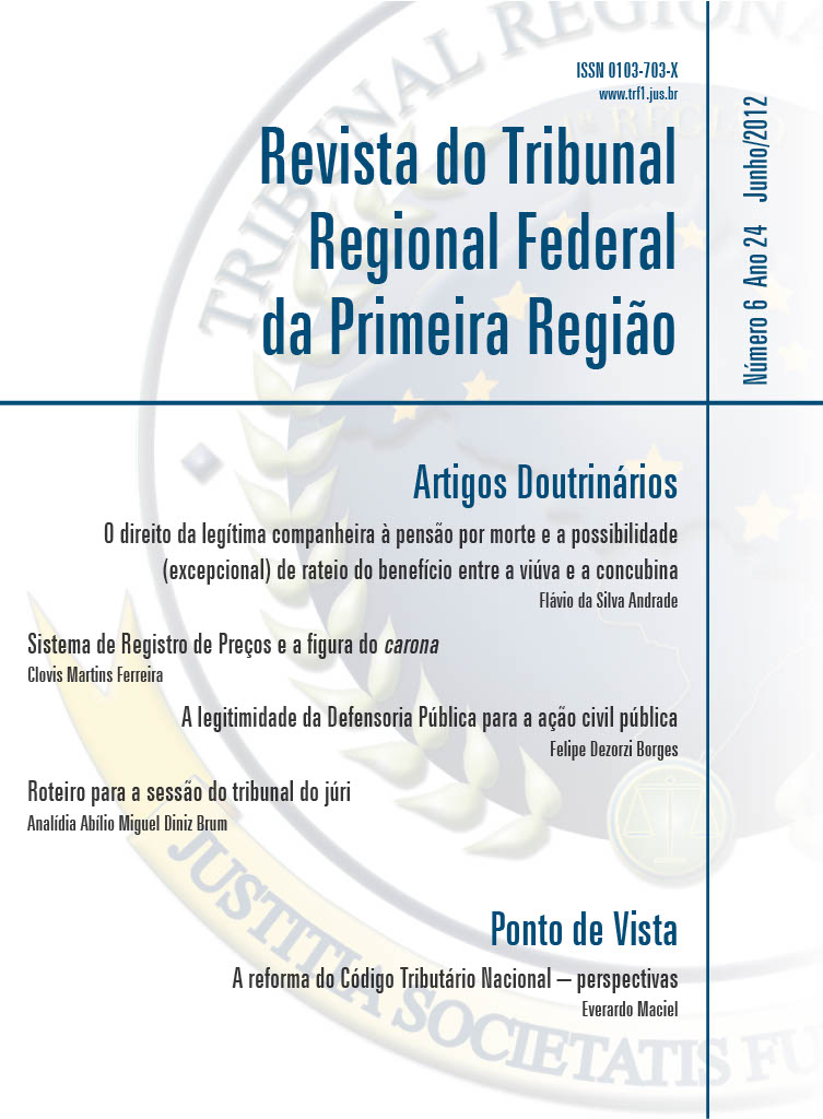 					Visualizar v. 24 n. 6 (2012): Revista do Tribunal Regional Federal da 1ª Região
				