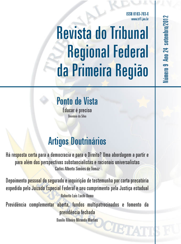 					View Vol. 24 No. 9 (2012): Revista do Tribunal Regional Federal da 1ª Região
				