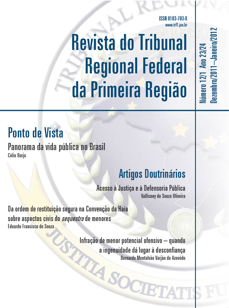 					View Vol. 23 No. 12 (2011): Revista do Tribunal Regional Federal da 1ª Região
				