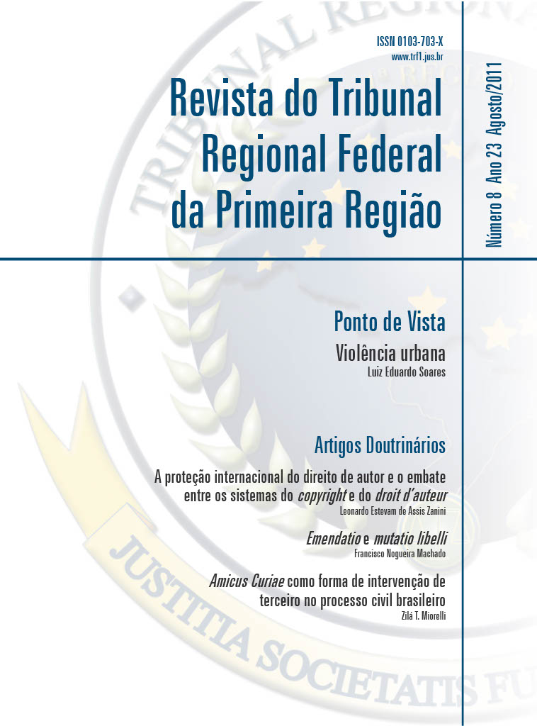 					Visualizar v. 23 n. 8 (2011): Revista do Tribunal Regional Federal da 1ª Região
				