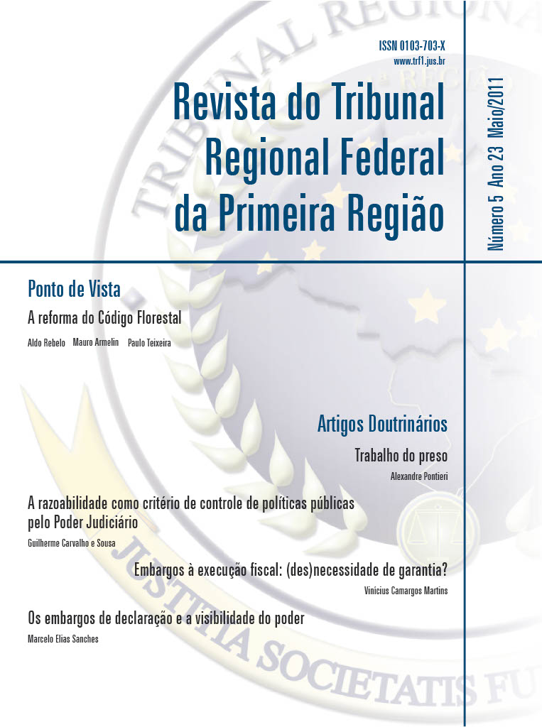 					View Vol. 23 No. 5 (2011): Revista do Tribunal Regional Federal da 1ª Região
				
