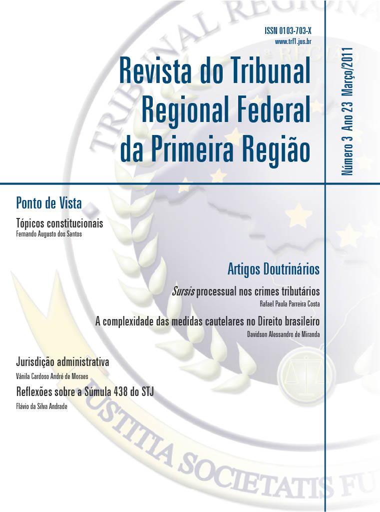 					Visualizar v. 23 n. 3 (2011): Revista do Tribunal Regional Federal da 1ª Região
				