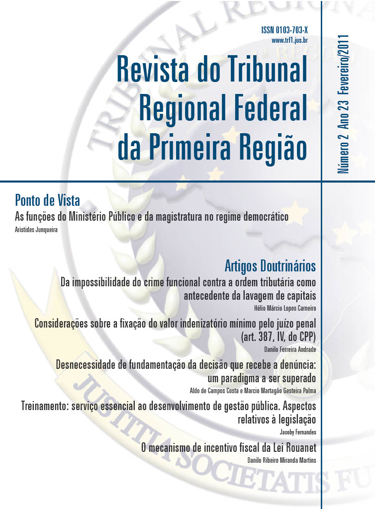 					View Vol. 23 No. 2 (2011): Revista do Tribunal Regional Federal da 1ª Região
				