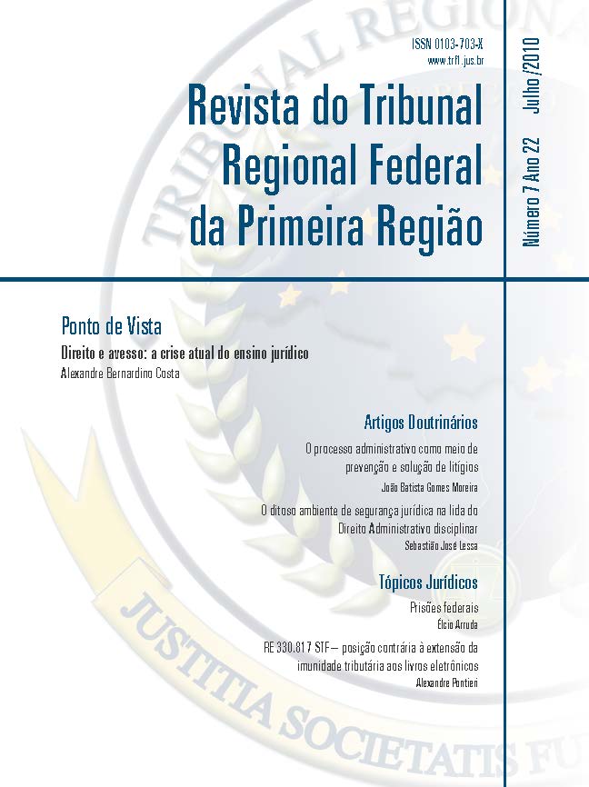 					Visualizar v. 22 n. 7 (2010): Revista do Tribunal Regional Federal da 1ª Região
				